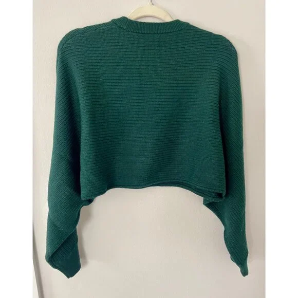 Aritzia Wilfred Cropped Merino Wool Forest Green Sweater Small - Picture 2 of 5